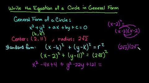 Write the Equation of a Circle in General Form