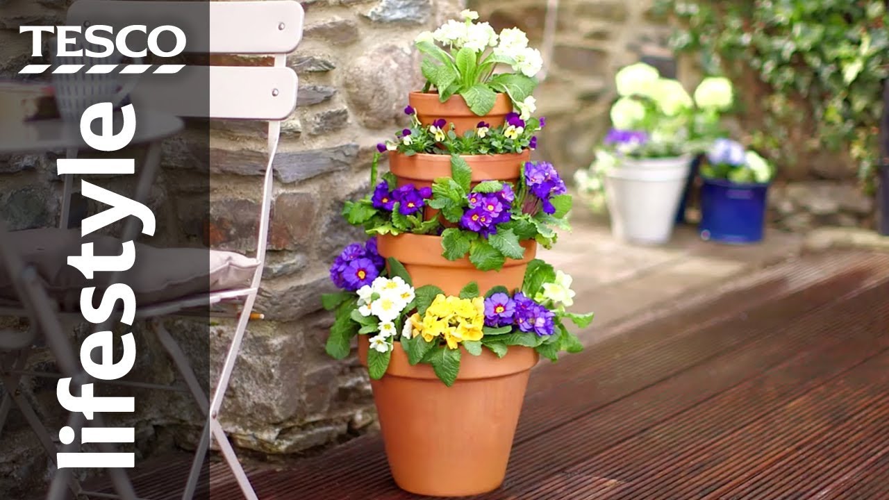 How To Make A Vertical Garden By Stacking Pots Tesco Youtube