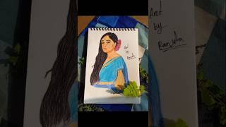 Rate this 1-10? ✨ Traditional Indian Girl Drawing 💙🌸 #drawing #artist #orepiya