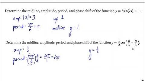 Find Amplitude, Period, Phase Shift, Vertical Shift, midline of Sine sin(x) and Cosine cos(x)
