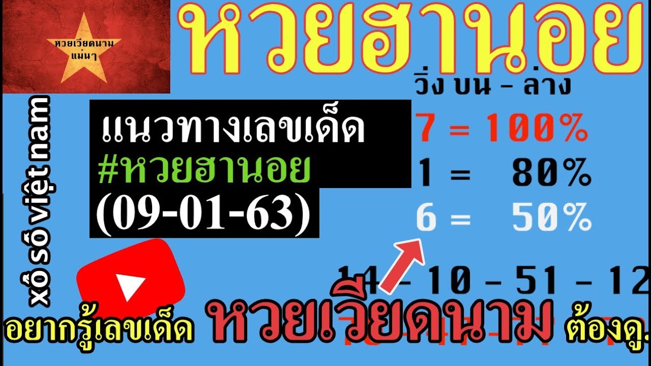หวยฮานอยวันนี้ 09/01/63 แนวทางหวยเวียดนาม(สูตรหวยฮานอย ...