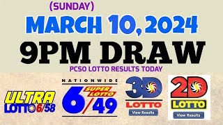 Lotto Result Today 9pm draw March 10, 2024 6/58 6/49 Swertres Ez2 PCSO#lotto