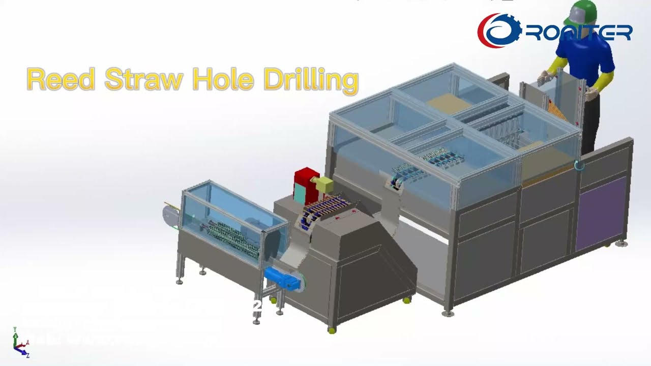 Automatic Reed Straw Hole Drilling Polishing Laber Branding Production Line