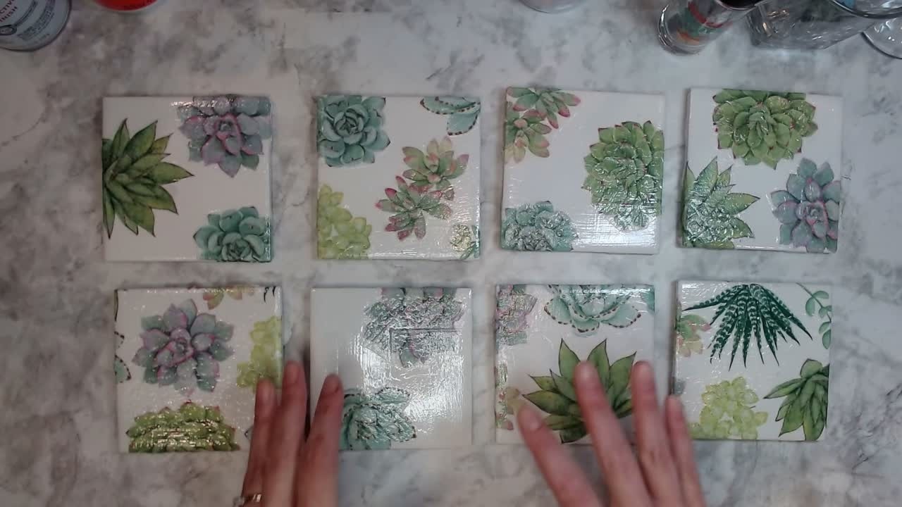 Decoupaged Ceramic Tile Coasters  Relaxing Happy