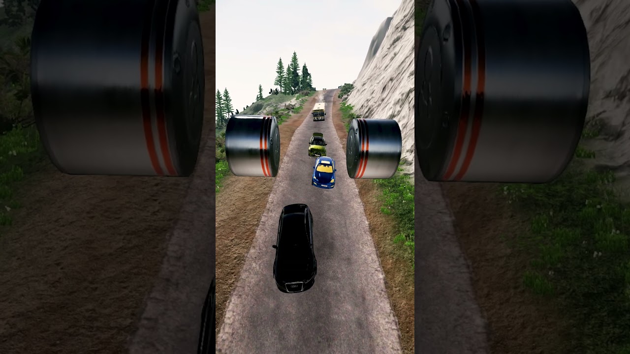 Bus Gets Crushed By Giant Pistons #beamng #simulation