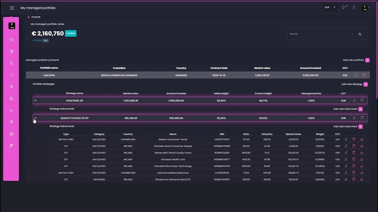 Managed Portfolio module | FINOR Online