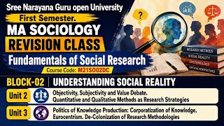Fundamentals of Social Research B2U2&3 | SGOU MA Sociology First Semester #sgou Objectivity