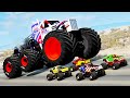 Monster truck rc  vs real cars  beamng drive