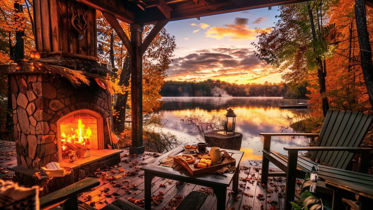 Escape to Cozy Autumn Bliss 🍁 Lakeside Cabin with Fire Pit & Soothing ...