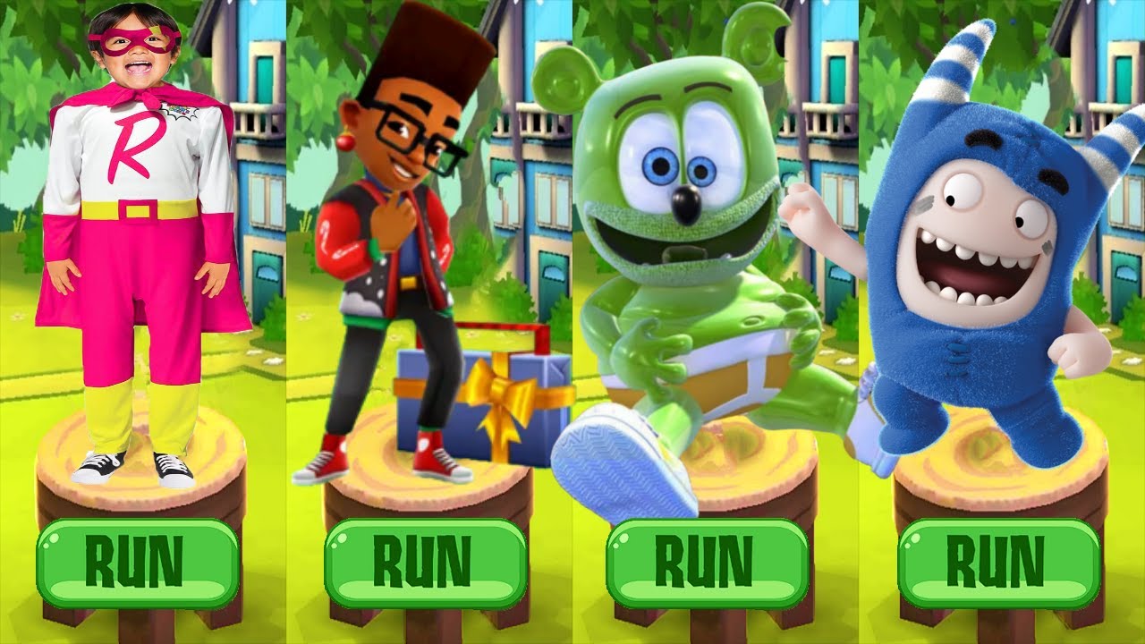 Tag with Ryan vs Subway Surfers World Tour Iceland vs Oddbods Turbo Run vs Gummy Bear Runner
