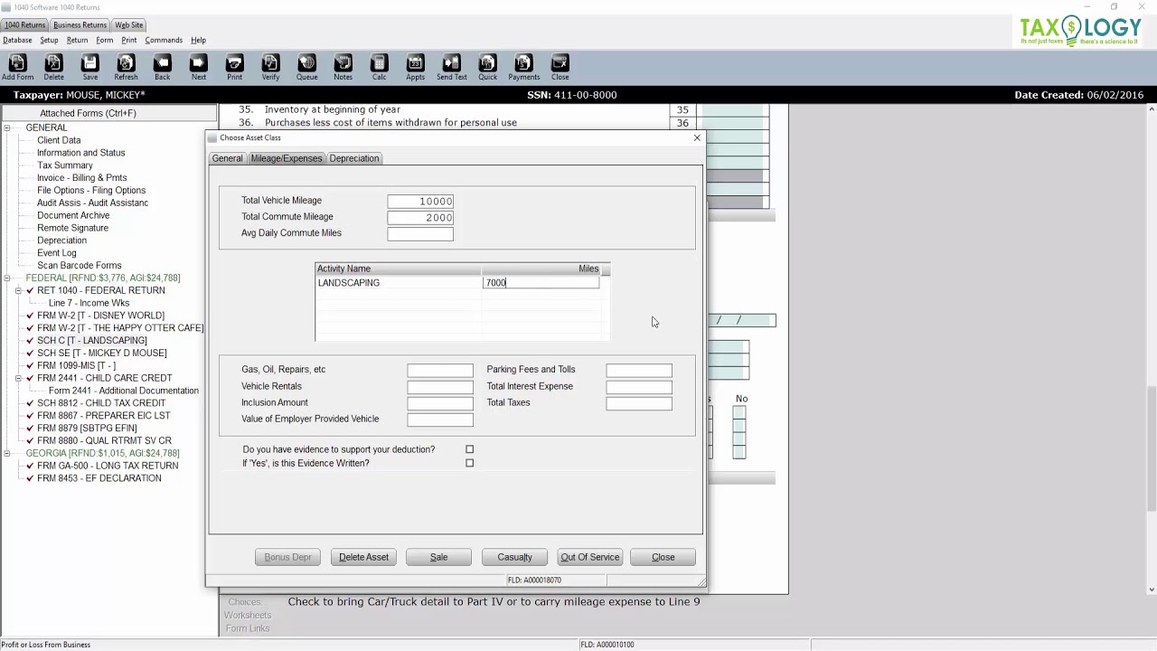 Taxology Sch C and 1040