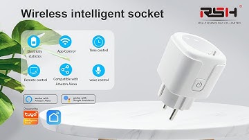 RSH EU Smart Plug with Socket, Wireless Remote Tuya WiFi Outlet with Energy Monitoring Timer