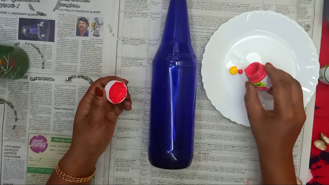 bottle painting/Beer bottle painting/blue bottle painting/waste bottle