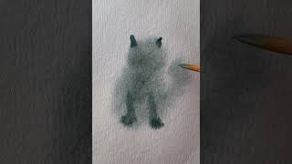 How to quickly paint a watercolor cat. Drawing tutorial for beginners. DIY. #shorts