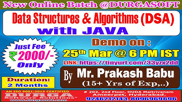 Data Structures & Algorithms with JAVA Online Training @ DURGASOFT