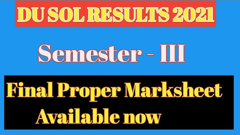 SOL Third Semester Marksheet 2021 | Sol Third Semester result 2021 |