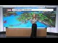 More scattered showers are ahead for Southcentral into Monday as cooler temperatures start the we...