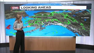 More scattered showers are ahead for Southcentral into Monday as cooler temperatures start the we...