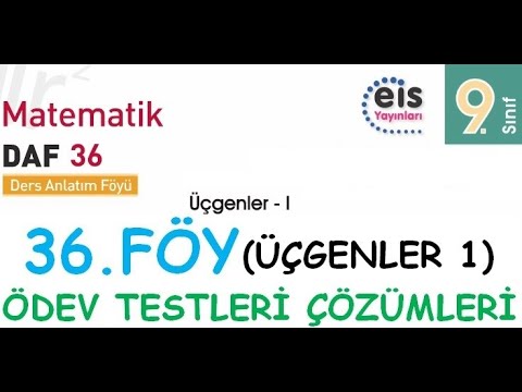 EİS 9 Mat DAF, 36.Föy (Doğruda Açılar) Ödev Testleri Çözümleri