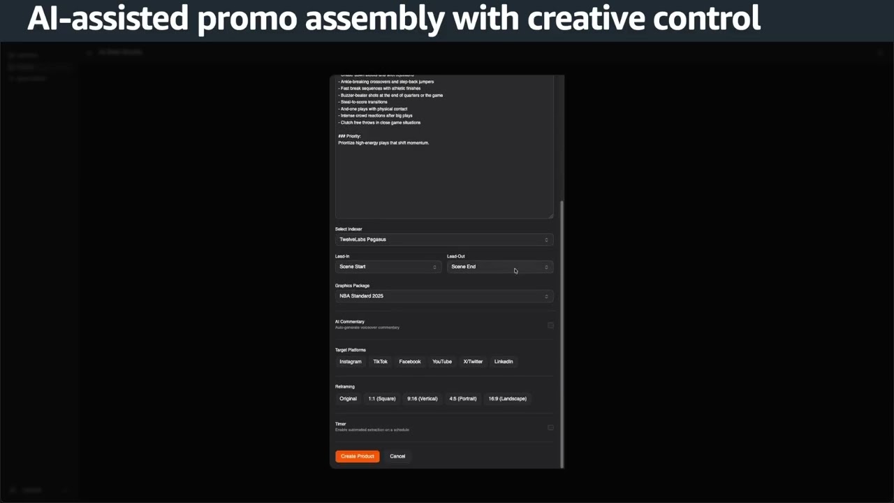 AI-assisted promo assembly with creative control