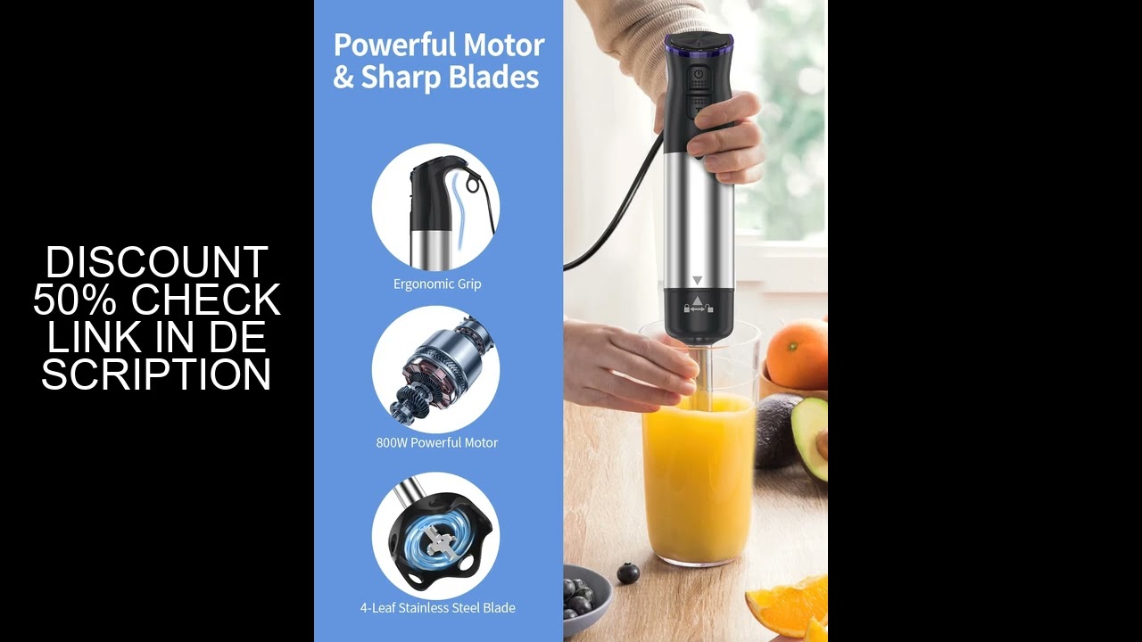 1000W Electric Immersion Handheld Blender, 5 in 1 Kitchen Hand Blender for soups, smoothies, purees