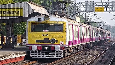 Speedy single Wind-Shielded Conventional EMU Train Speedily Entering Station | Eastern Railways
