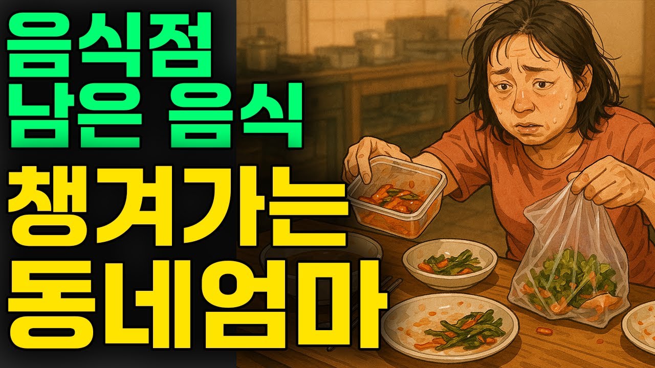 음식점 남은 음식 챙겨가는 동네엄마