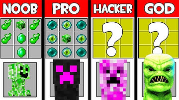 Minecraft Battle: SUPER CREEPER CRAFTING CHALLENGE ~ NOOB vs PRO vs HACKER vs GOD - Animation