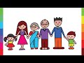 Learn 2 draw a joint family  grandparents parents children  cute  very easy family drawing