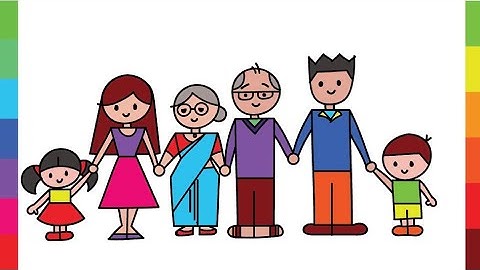 Learn 2 Draw a JOINT FAMILY - Grandparents Parents Children - Cute & Very Easy FAMILY Drawing