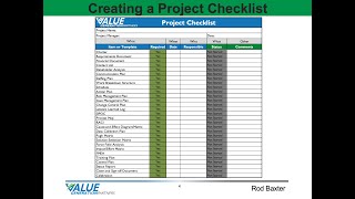 Module 4 - Creating a Project Checklist - Value Generation Partners