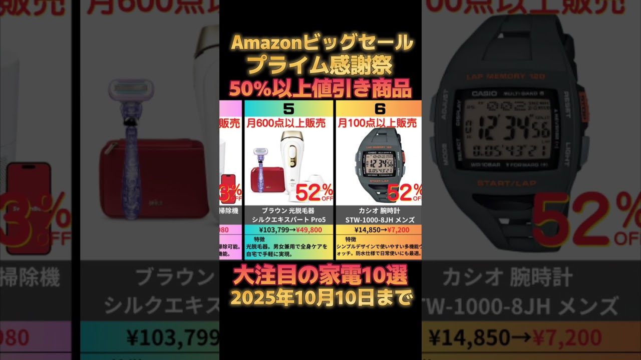 【2025年10月版】Amazon　プライム感謝祭　50％以上値引き商品　大注目の家電10選