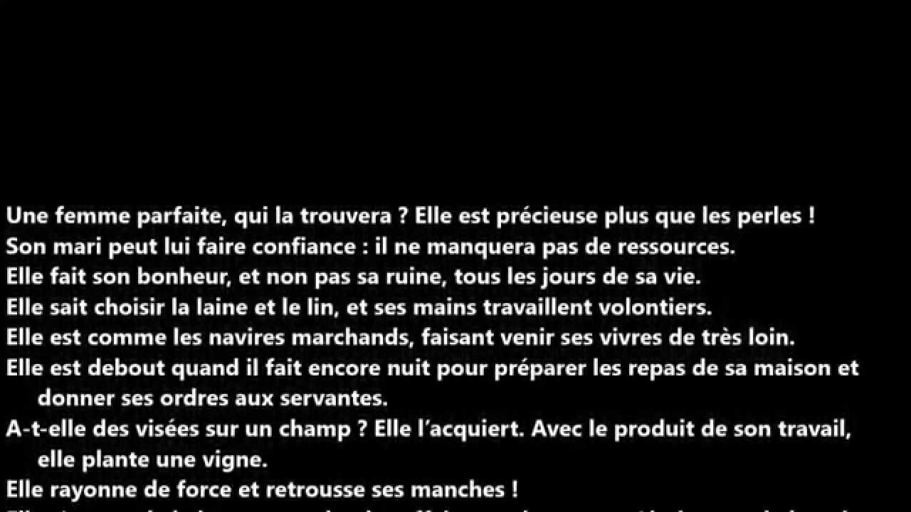 La femme parfaite Bible, Proverbes, chapitre 31, versets La femme parfaite Bible, Proverbes, chapitre 31, versets