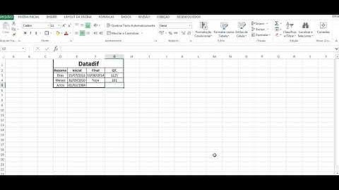 Cálculo da diferença entre datas no EXCEL - fórmula DATADIF