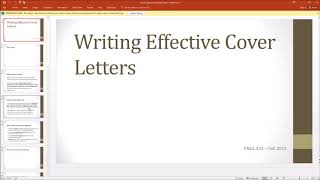ENGL 421Y - Lecture 4: Cover Letters