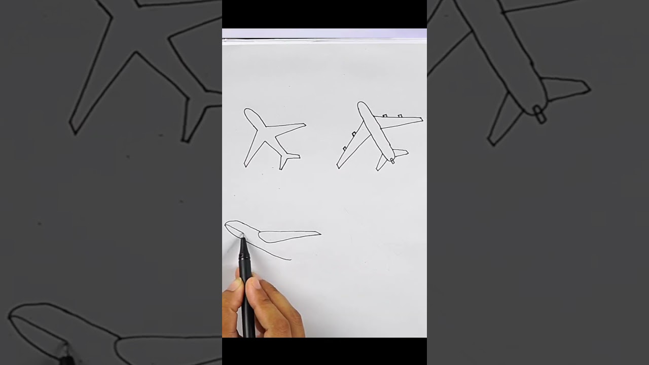 Easy 3D Airplane Drawing #shorts #satisfying #art #youtubeshorts