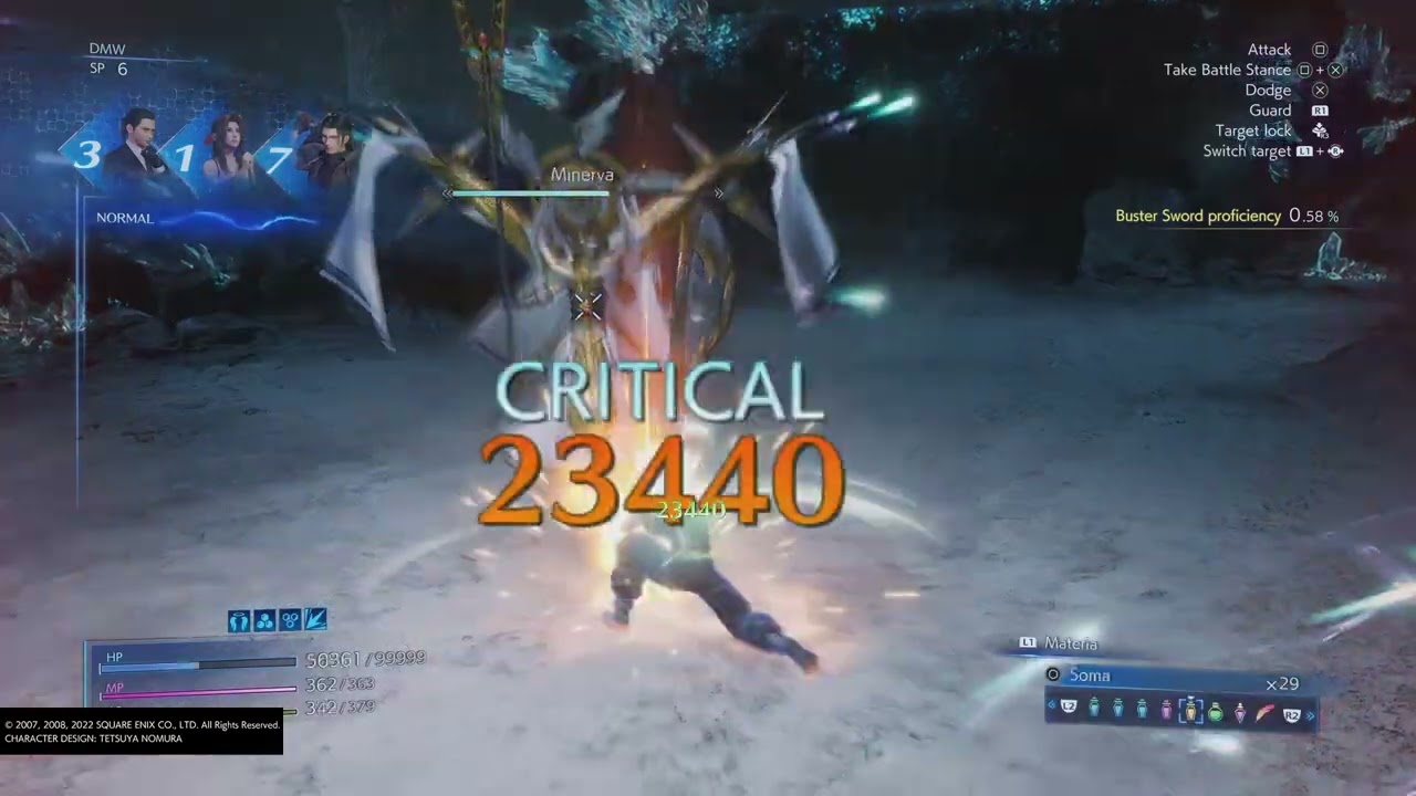 CRISIS CORE FINAL FANTASY VII Reunion MINERVA SUPER BOSS- max stats only-