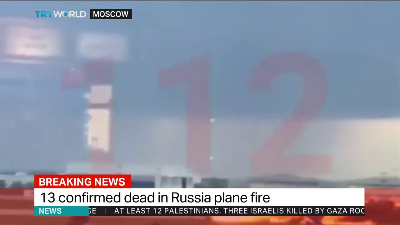 At least 13 killed in Russia plane fire newspaper mockup