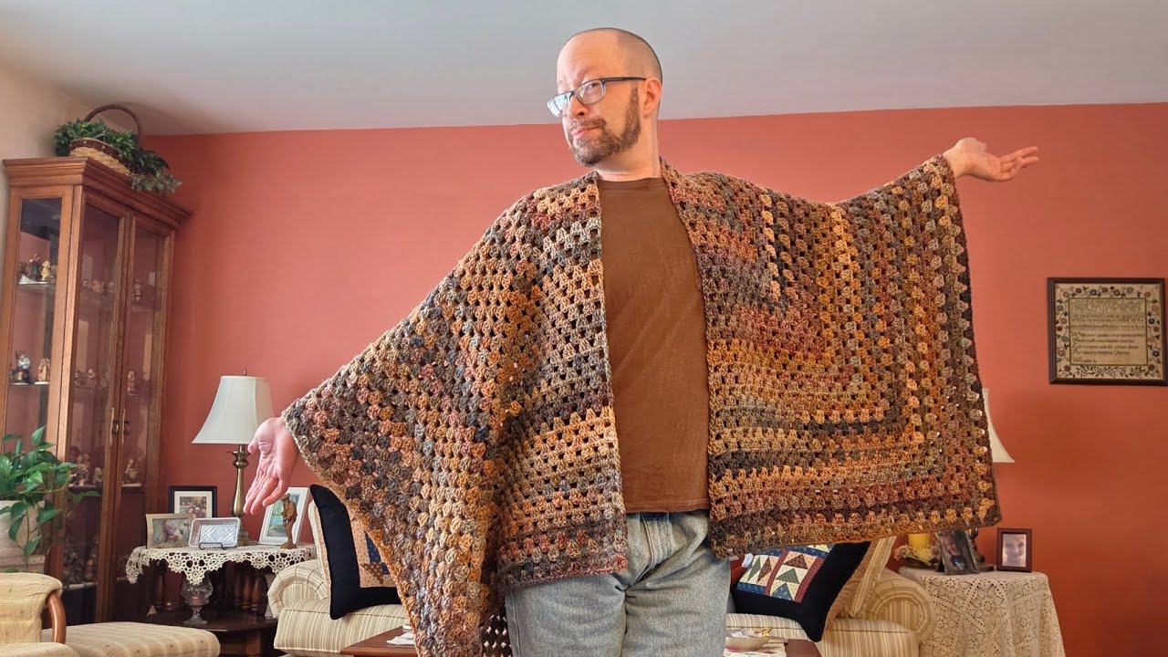 Вязание крючком бабушкиной шали-руаны!