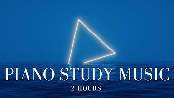 2 Hours of  Relaxing Focus Piano Study Music with a Calming Rotating Neon Blue Triangle over Water