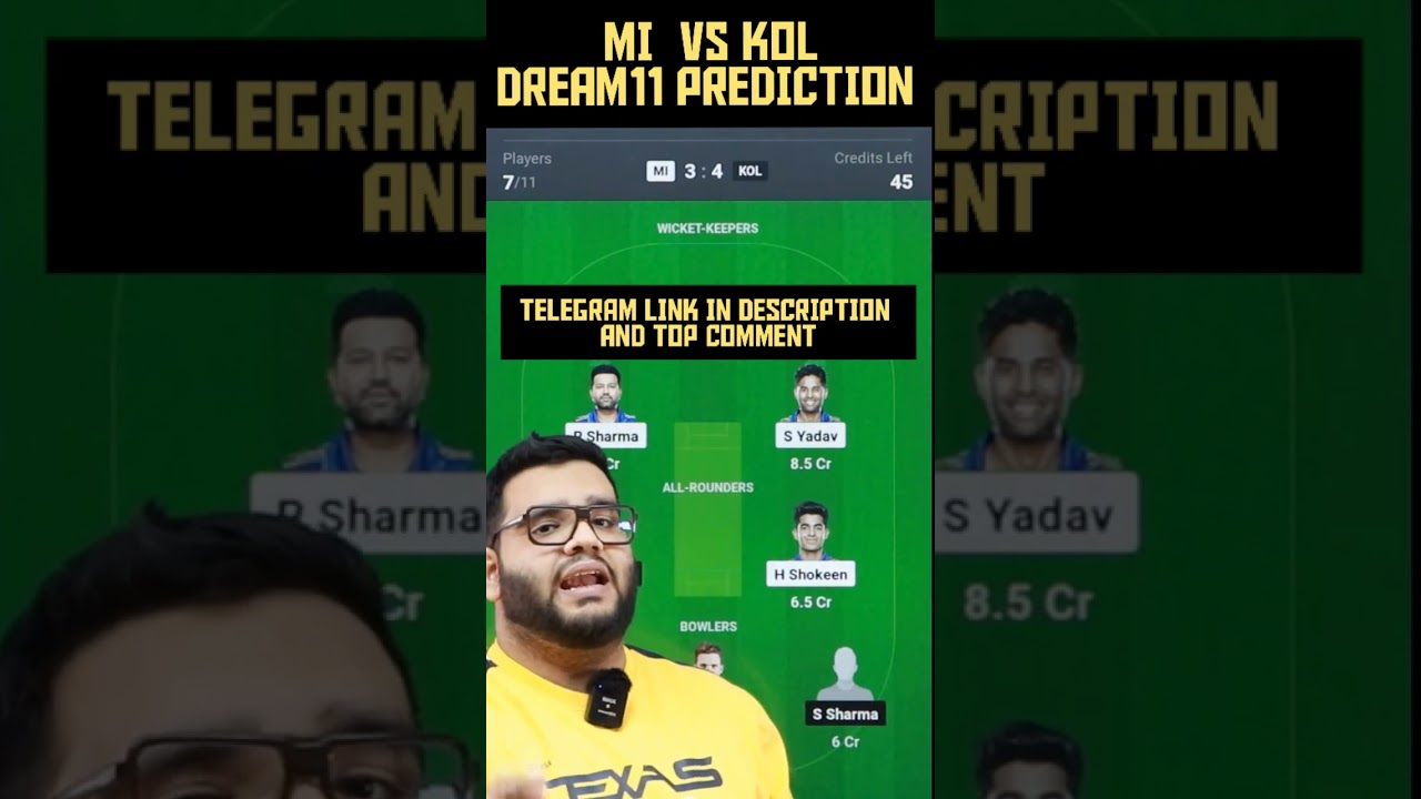 MI vs KOL Dream11 Prediction|MI vs KOL Dream11|MI vs KKR Dream11 Prediction| 