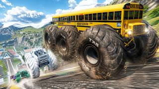 Epic High Speed monster trucks jumps stunts & crashes #234 | BeamNG Drive screenshot 2
