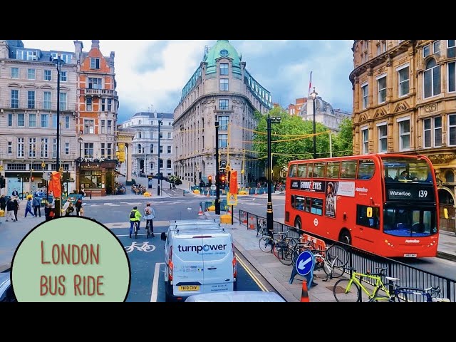 Non stop 🇬🇧London Bus Tour R1 🚌〈4K HDR〉前面展望 |2階建てバス