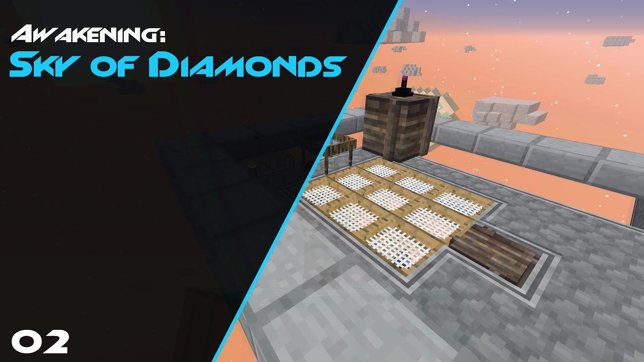 Minecraft Sky of Diamonds EP2 Автоматизация просеивания
