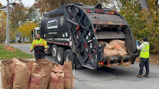 Casella Waste Garbage Truck VS Fall Yard Waste 