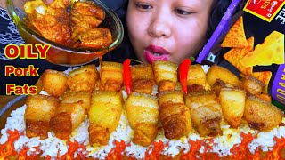 OILY FRIED FATTY PORK BELLY WITH RICE EATING | BRAISED PORK BELLY MUKBANG ASMR