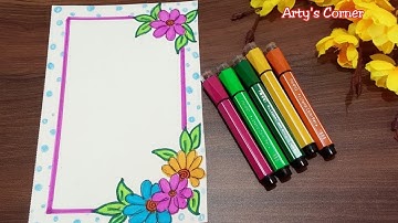 Floral Draw | Borders for Projects | Easy Border Design on Paper |Front Page Design by Arty