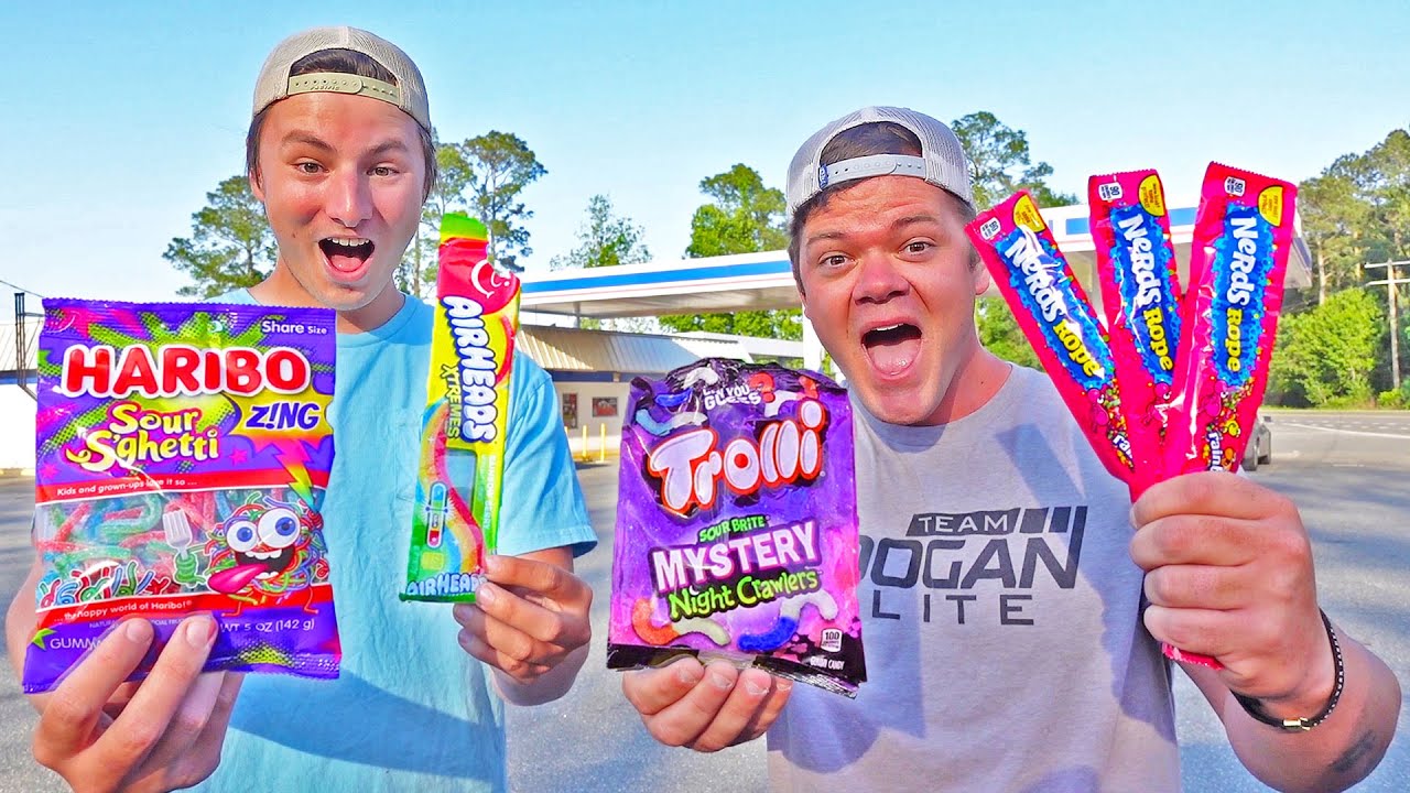 Gas Station CANDY Fishing Challenge! (1v1) YouTube
