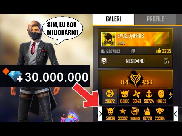 Jogador de Free Fire gasta 166 milhões de Diamantes de uma só vez