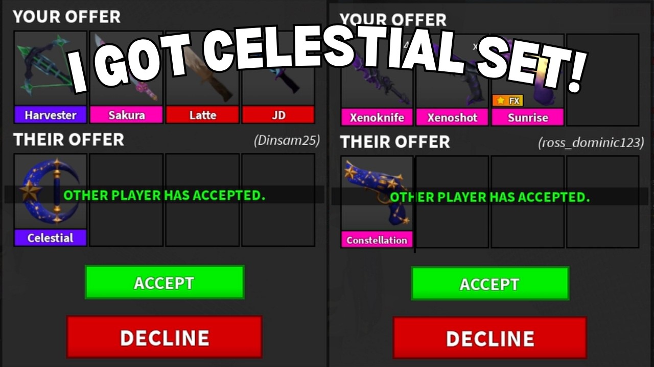I GOT CELESTIAL SET IN ROBLOX MM2! (TRADE MONTAGE) - YouTube